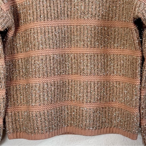 Moth pink and gold stripe crew pullover sweater - Picture 5 of 7